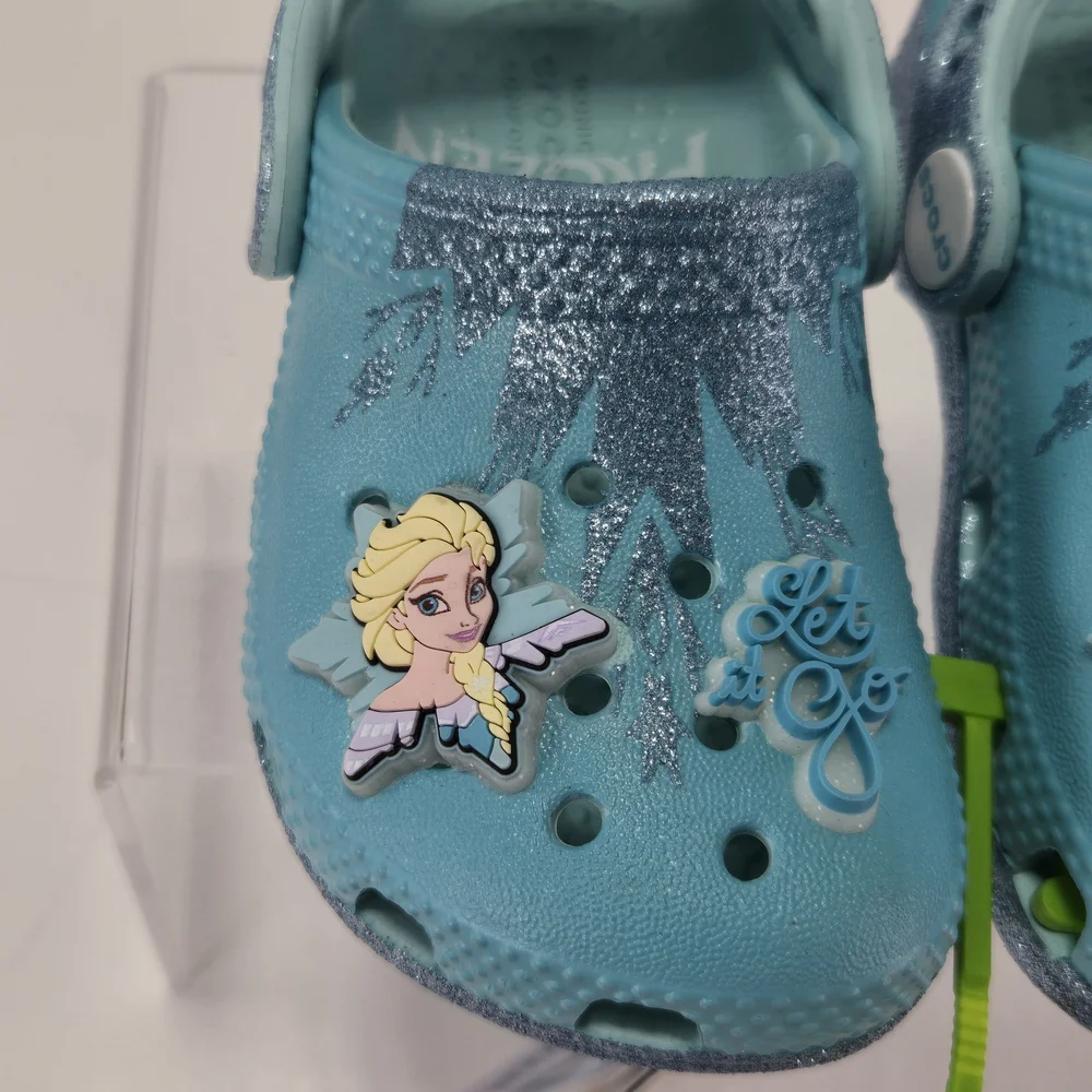Crocs X Disney Frozen Light Blue Glitter Kids Clogs with Strap Size C5 Toddler